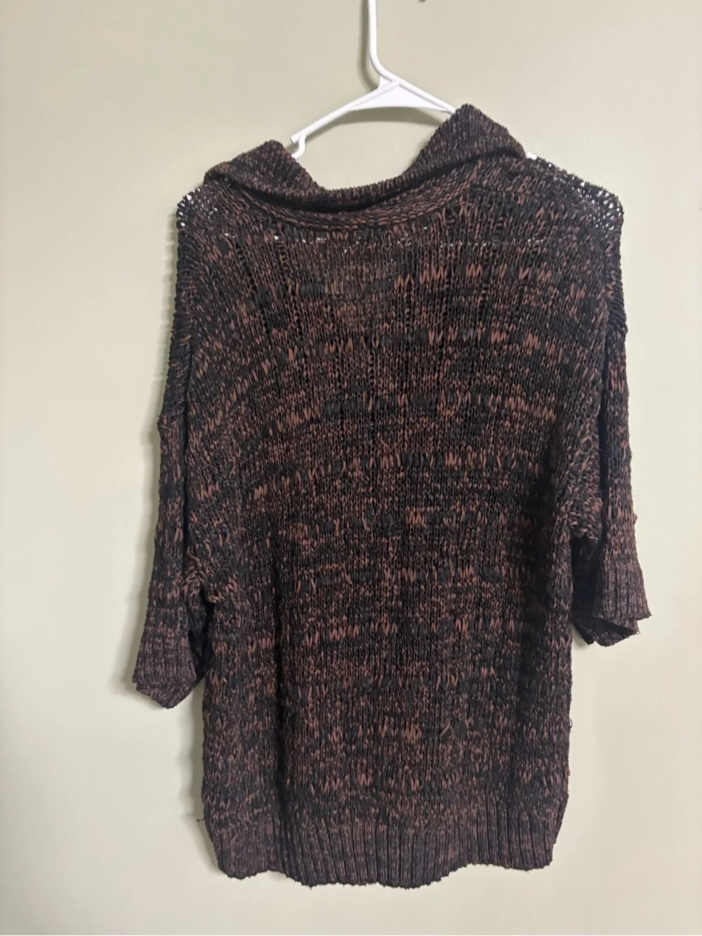 Zara Mens Size Medium Brown Black Textured Knit Oversized Sweater Grunge Bamboo